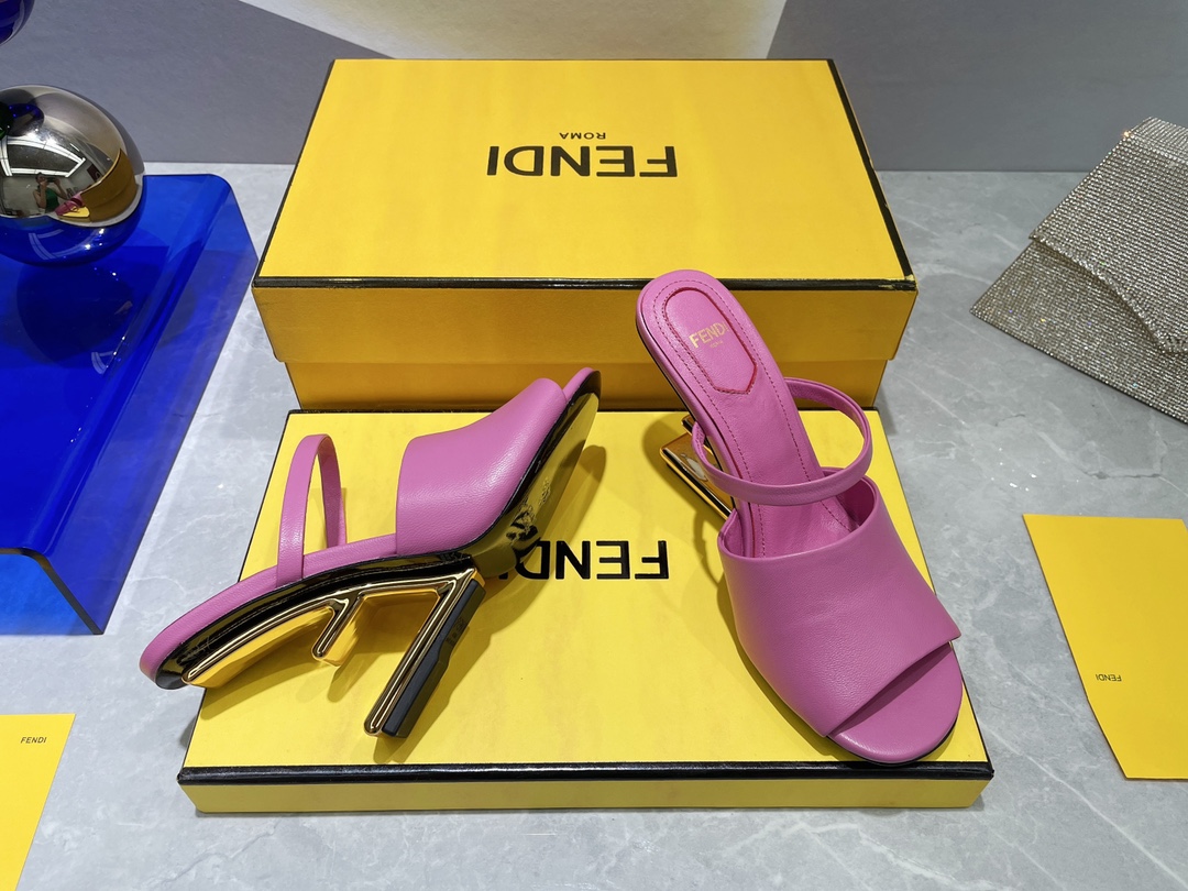 F**di First Dark Pink High-Heeled Sandals For Women