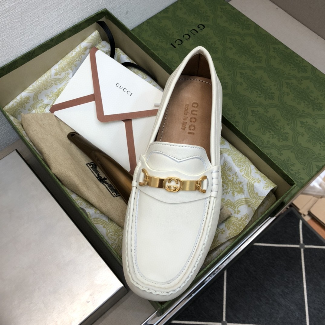 Gvc*1 Men’s Loafer With Interlocking G Horsebit White For Men 655519-1XO00-9022