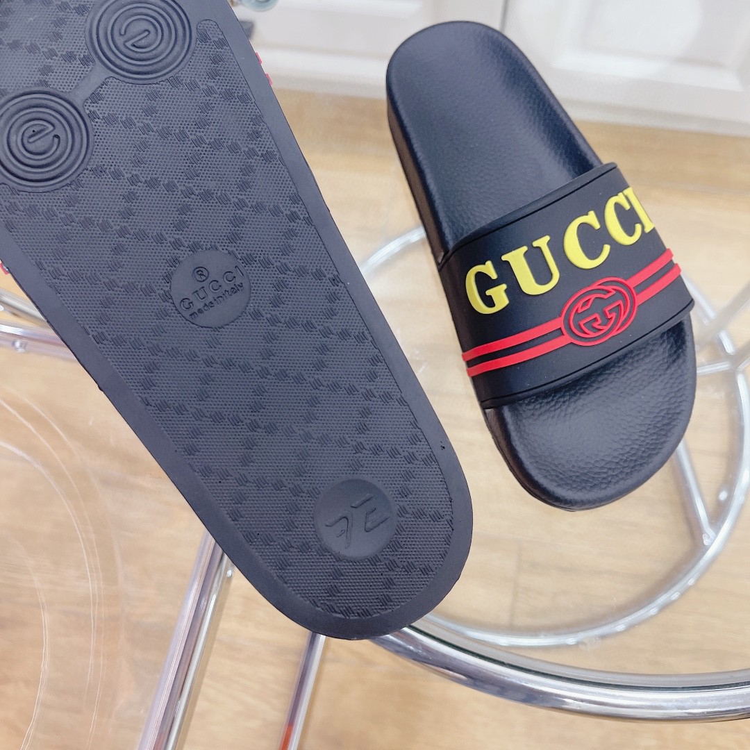 Gvc*1 Women’s Logo Rubber Slide Black Red And Yellow For Women 522887