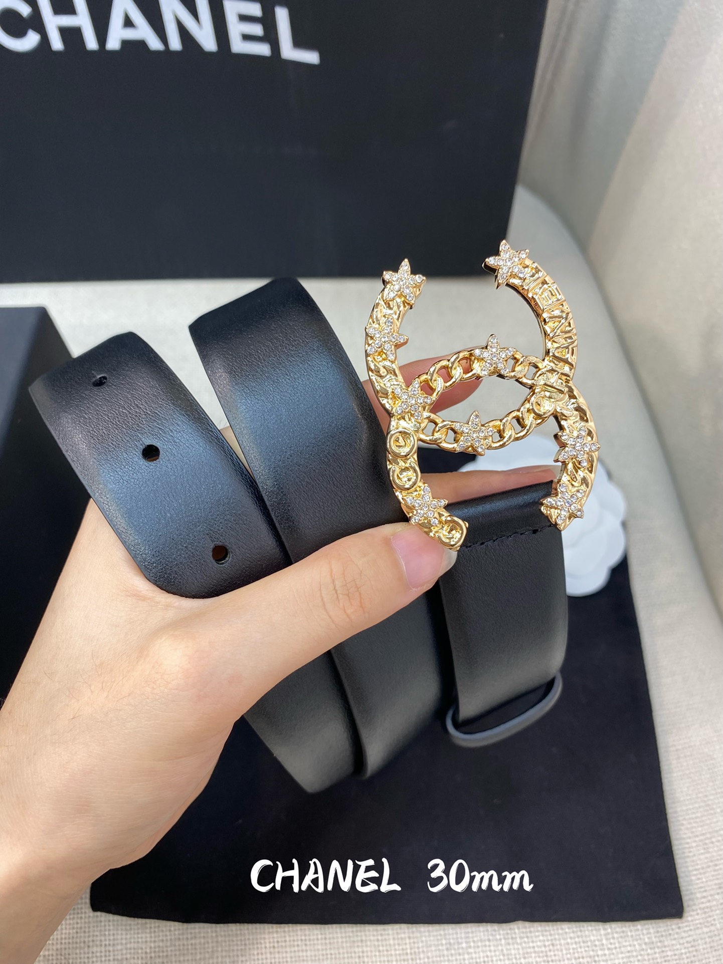 Ch**el Belt With Double C Buckle Black Women Belt