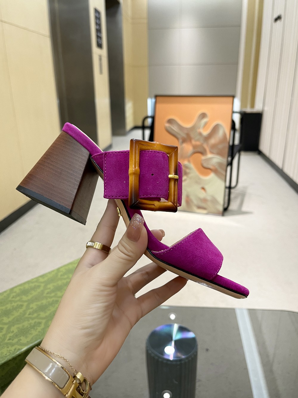 Gvc*1 Women’s Sandal With Bamboo Buckle Purple For Women GG