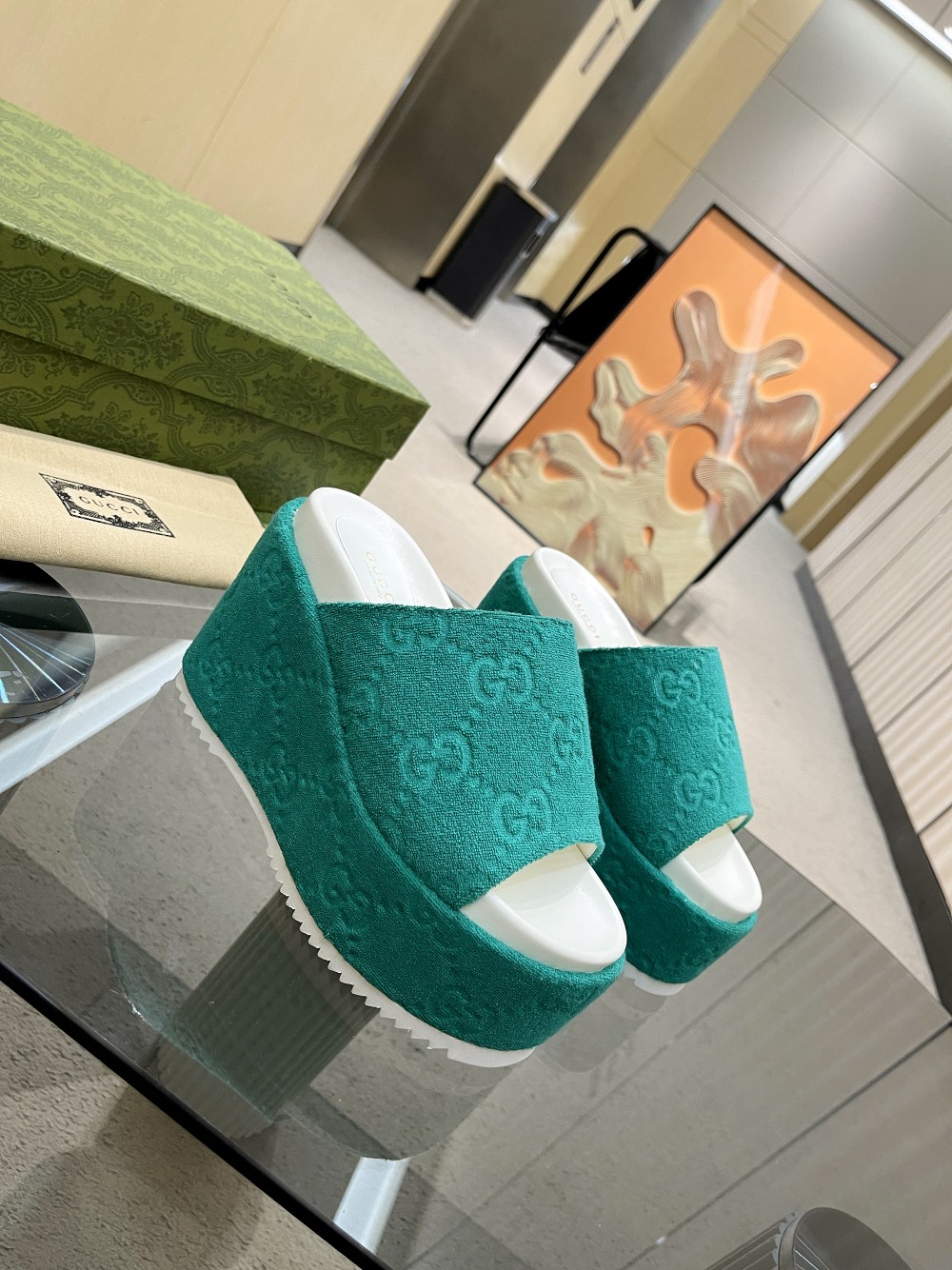 Gvc*1 Women’s GG Platform Sandal Dark Green For Women GG