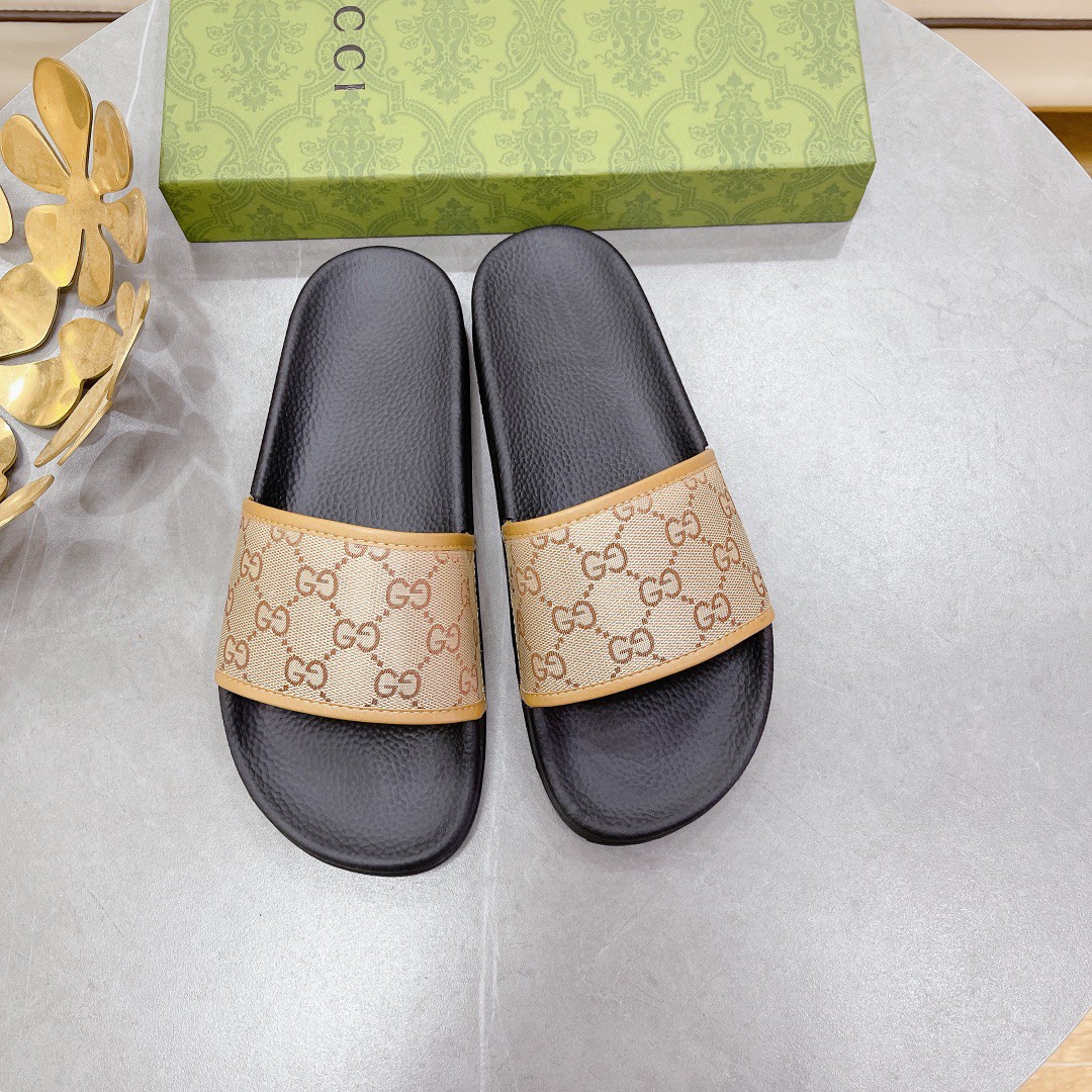 Gvc*1 Men’s GG Slide Sandal Black And Brown For Men 407345