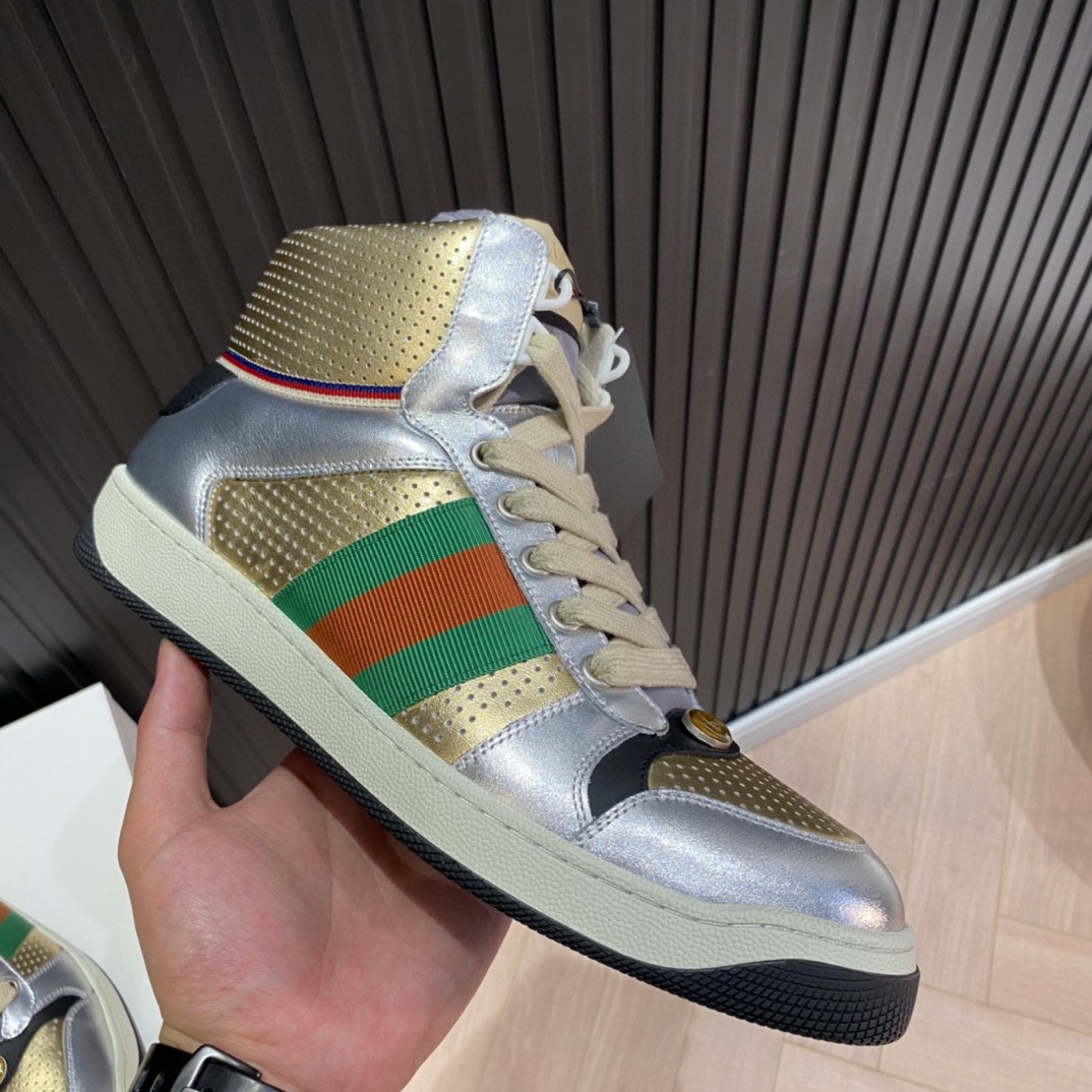 Gvc*1 Men’s Screener High-top Sneakers Silver Gold For Men 5634850