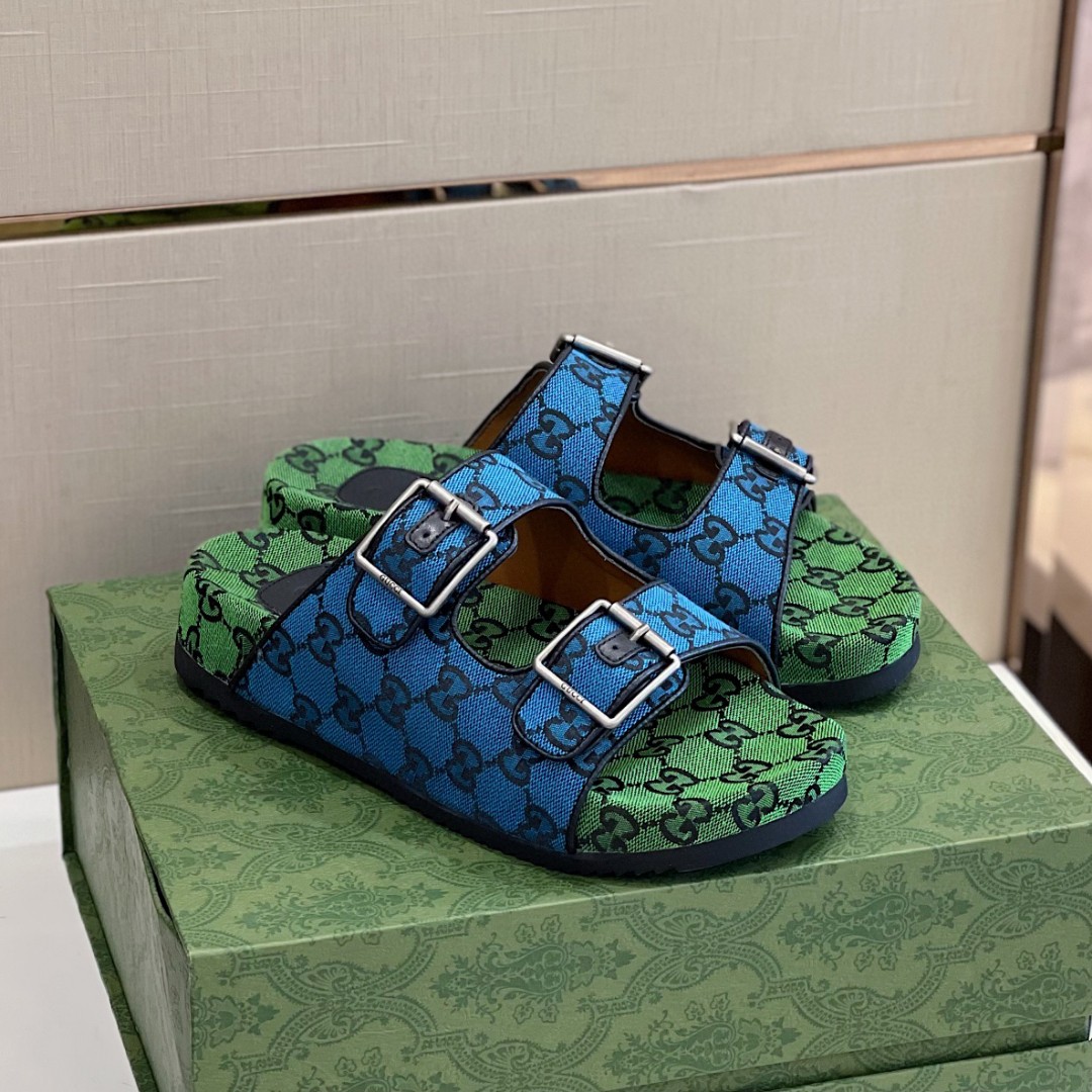 Gvc*1 Men’s Slide Sandal With Straps Blue And Green For Men 658020 2HK60