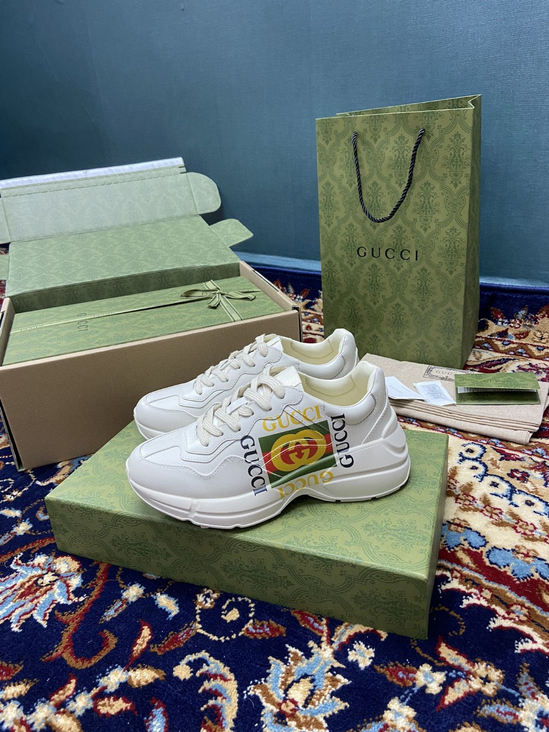 Gvc*1 Men’s Rhyton Sneakers With Logo Gvc*1 White Ivory For Men 500878 DRW00 9522