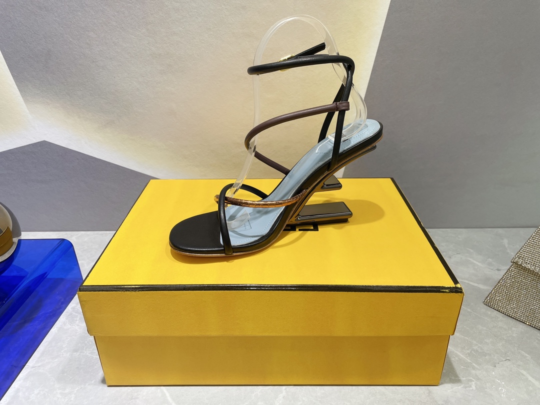 F**di First Brown Nappa High-Heeled Sandals For Women 8X8274AHIUF1H0L