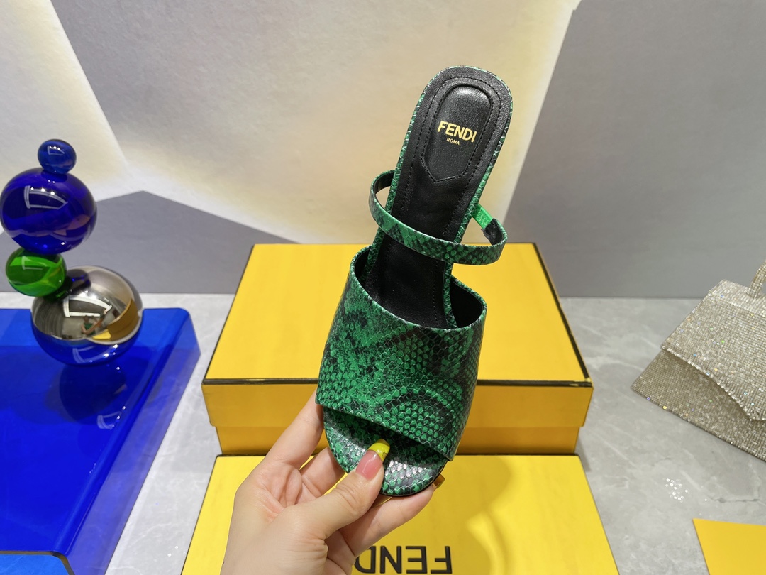 F**di First Green Python High-Heeled Sandals For Women