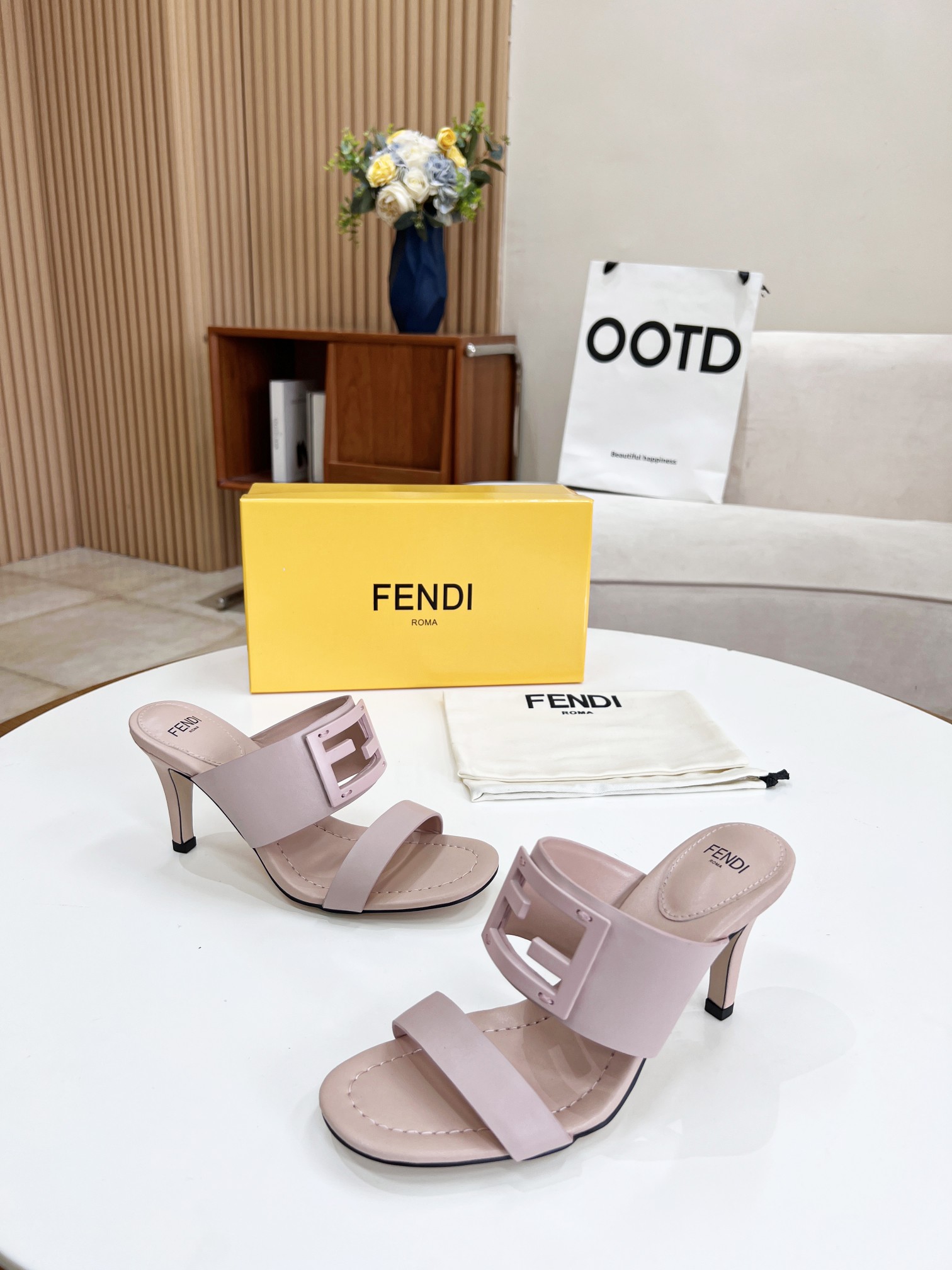 F**di Baguette Pink Heels For Women