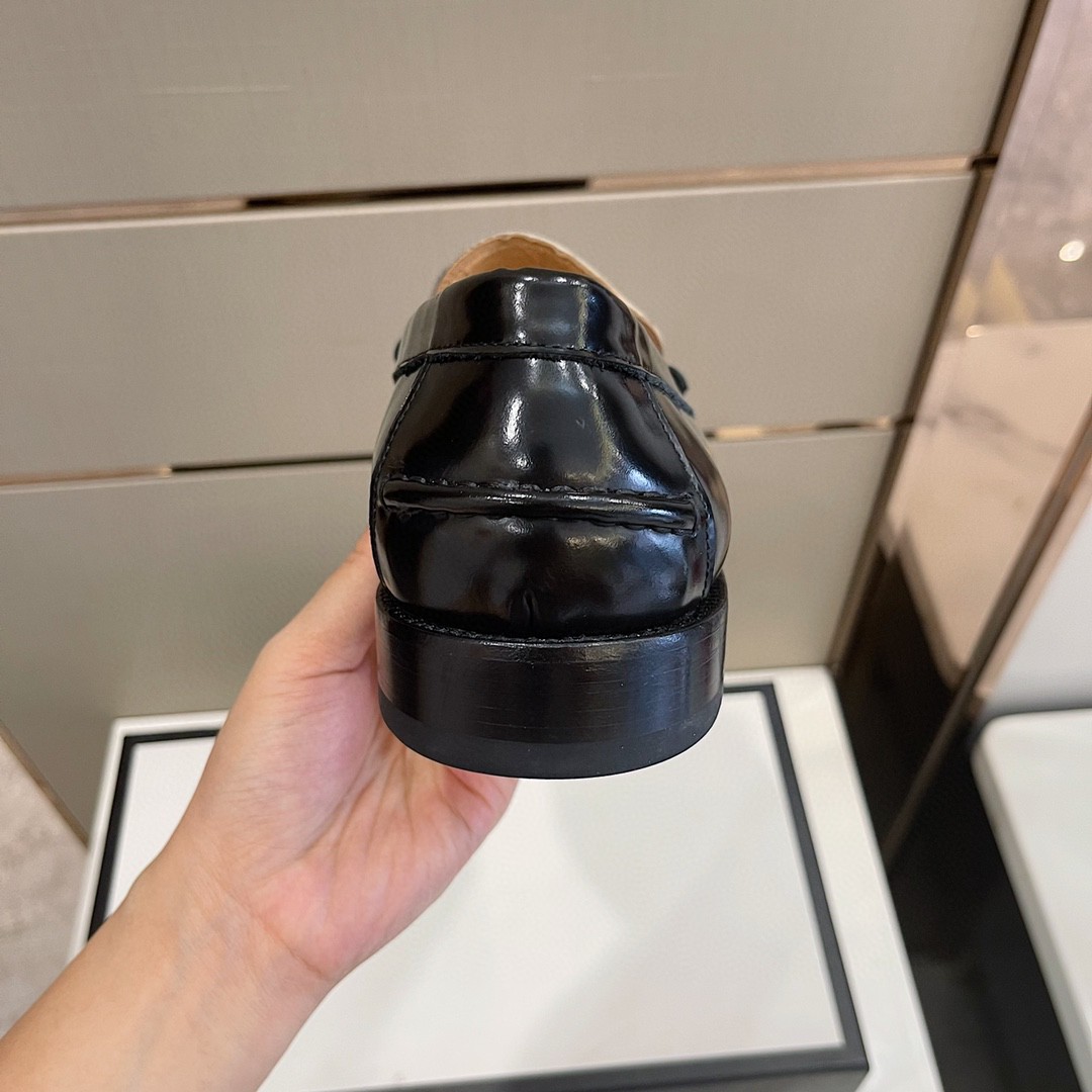 Gvc*1 Men’s GG Loafers Horsebit With Tassel Black And Beige For Men 673817 17X30 1063