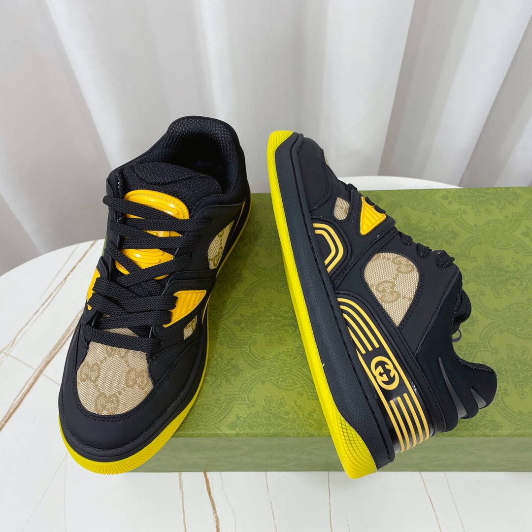 Gvc*1 Men’s GG Basket Sneaker Black And Yellow For Men 661311