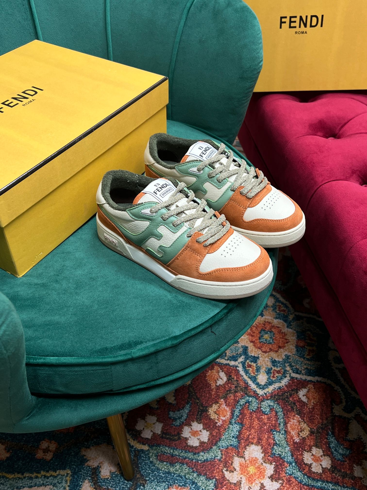 F**di Match Low Tops In Amaranth For Women 8E8252AI1NF1H1E