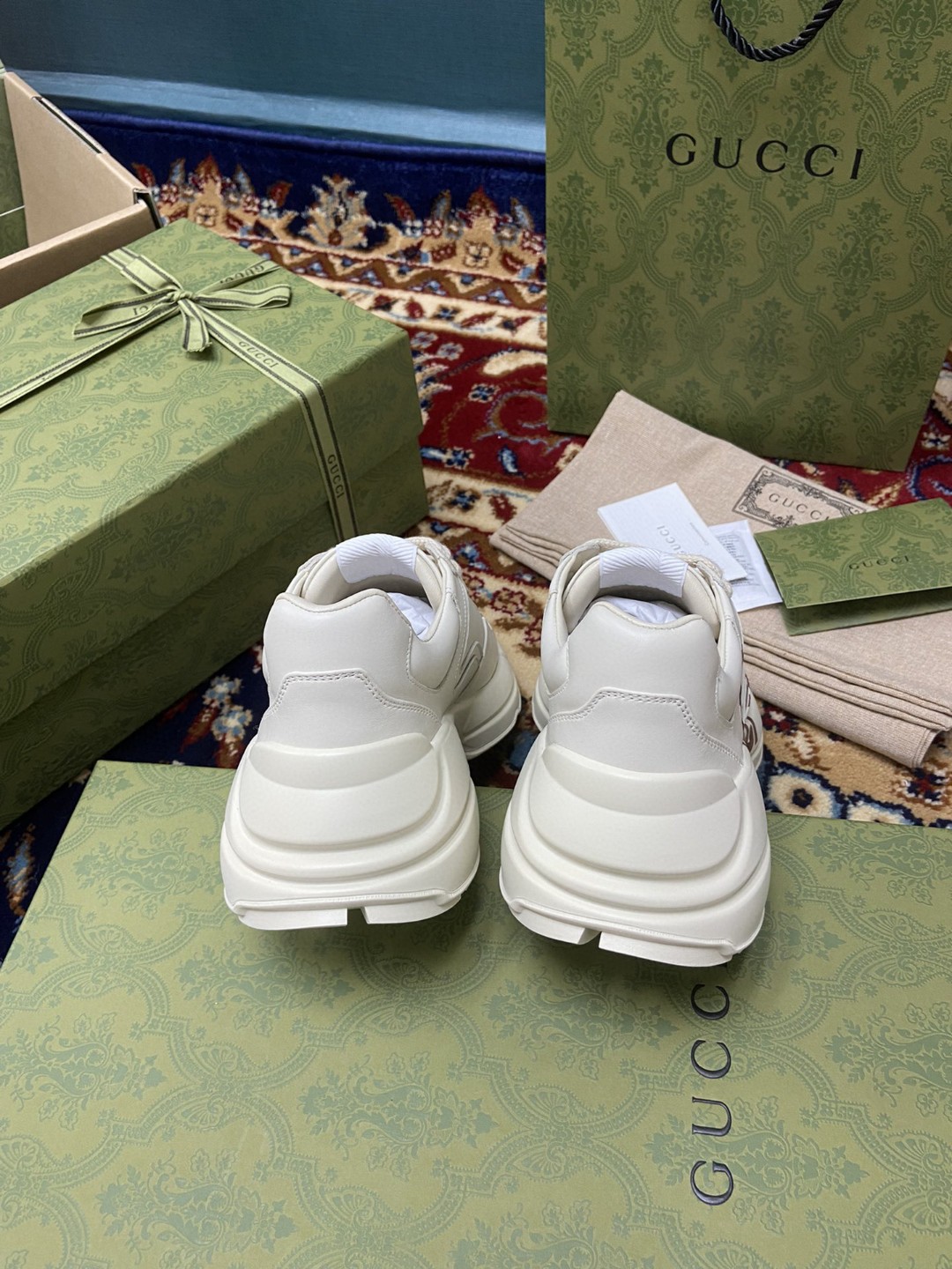 Gvc*1 Women’s Rhyton Sneakers With Logo 1921 Gvc*1 White Ivory For Women ‎684896 DRW00 9522