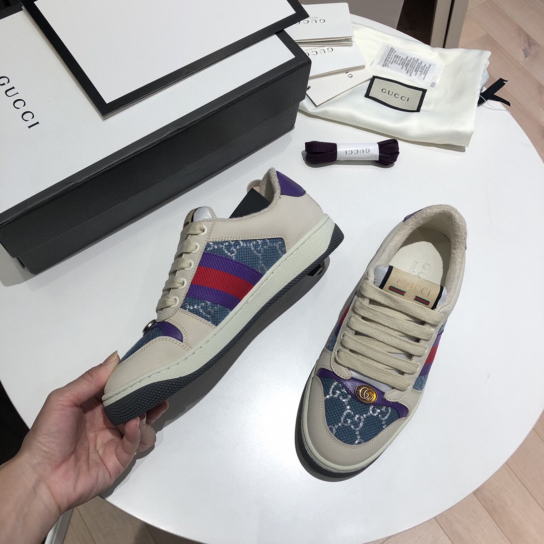 Gvc*1 Men’s Screener Low-Top Blue GG Lamé For Men 577684 2C830 4690