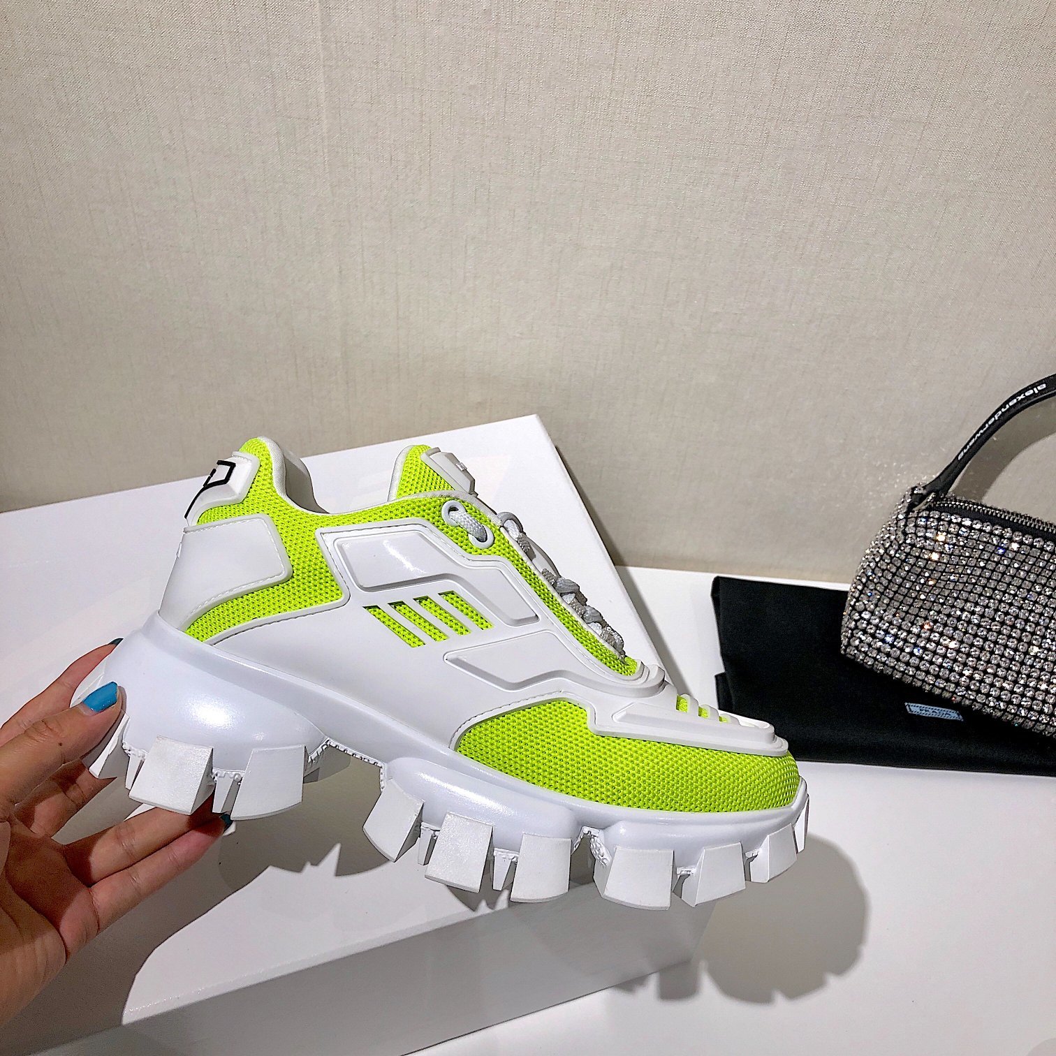 Pra*a Cloudbust Thunder Sneakers Green And White For Women PRD