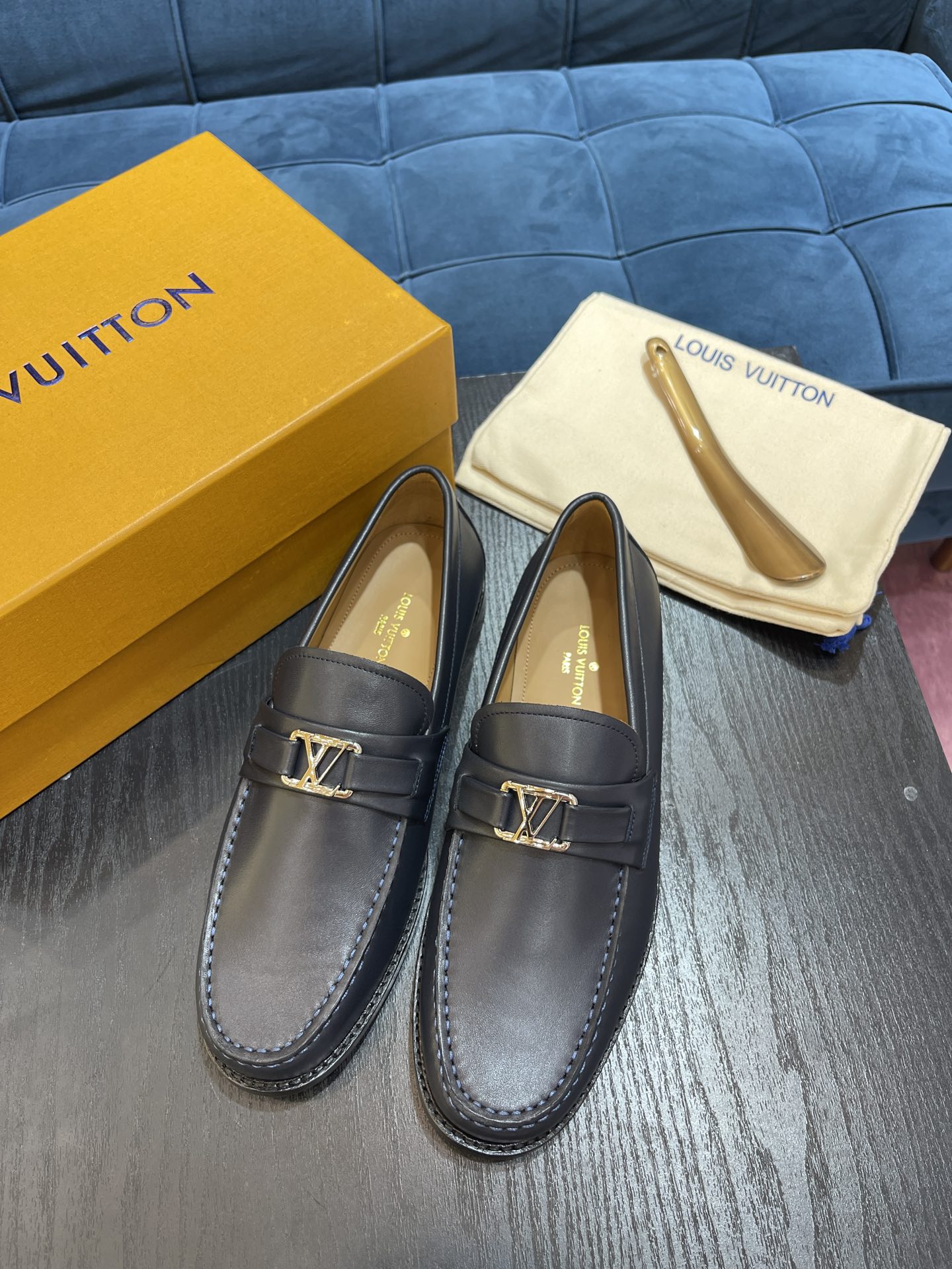 L0vis Vuittion Major Loafer Blue For Men LV 1A9HHI