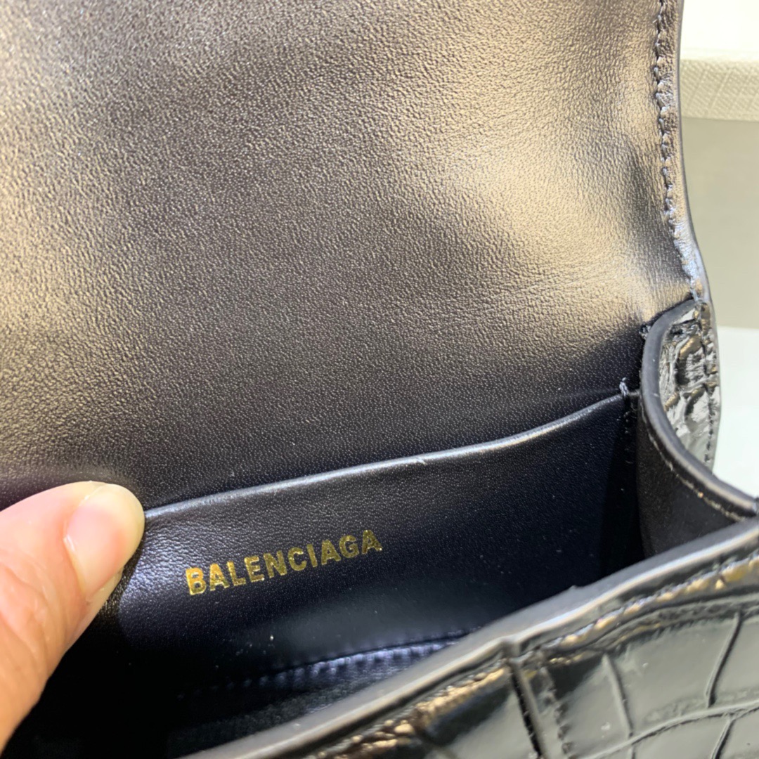 Ba1en*iaga Hourglass Mini Handbag With Chain In Black, For Women, Women’s Bags 4.7in/12cm