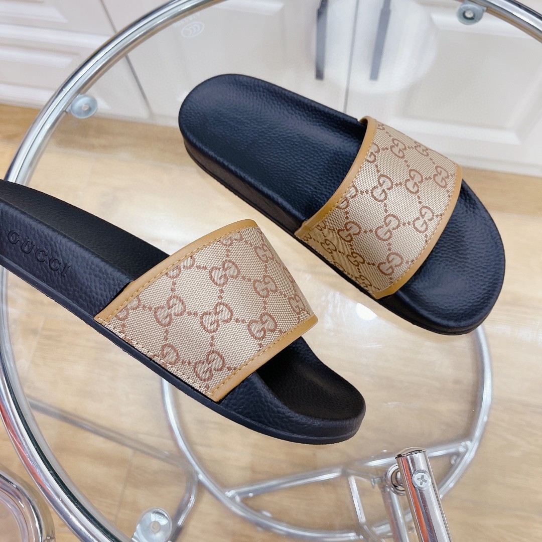 Gvc*1 Men’s GG Slide Sandal Black And Brown For Men 407345