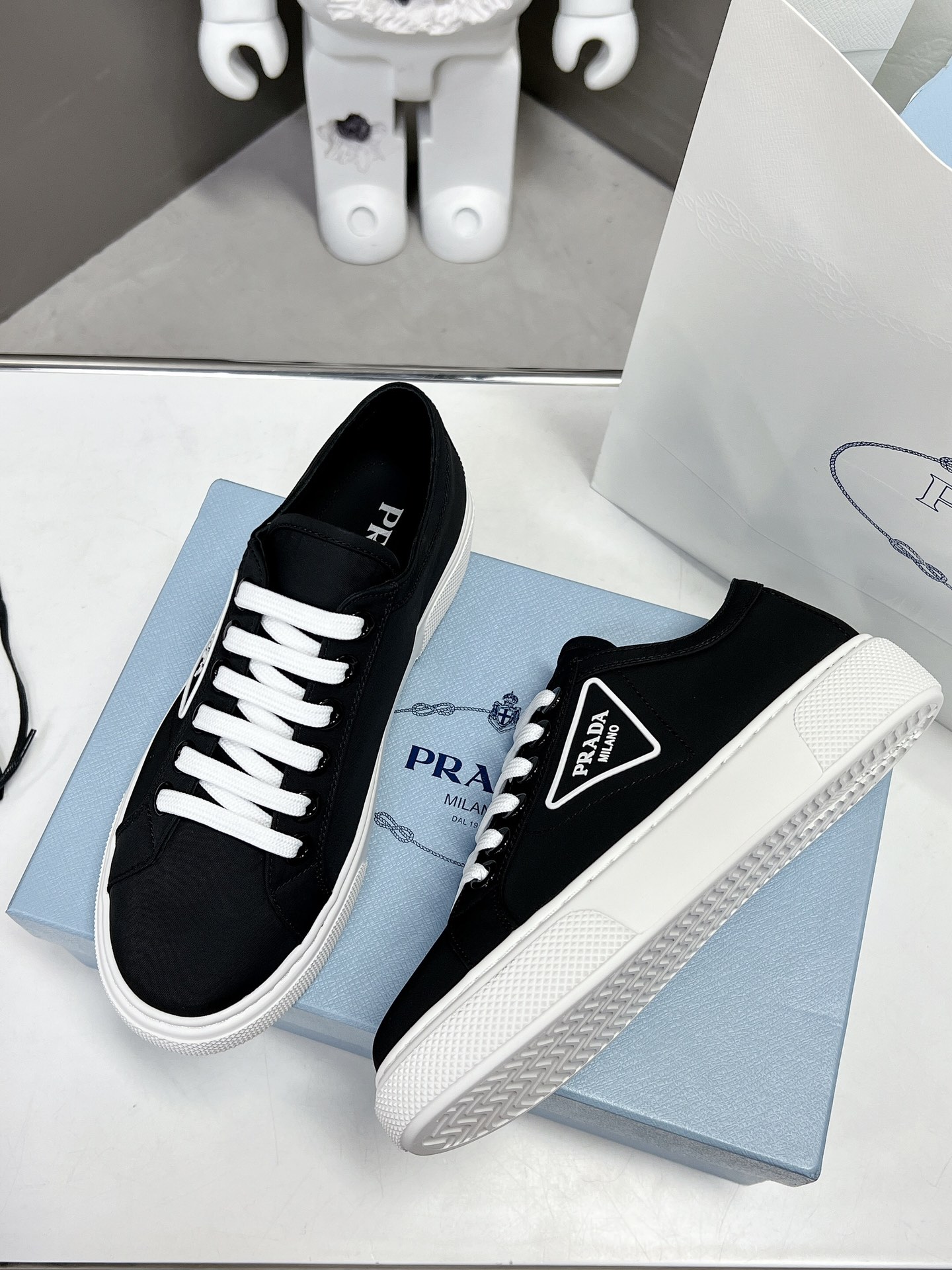 Pra*a Macro Re-Nylon And Brushed Sneakers Black For Women 1.2in/30mm PRD