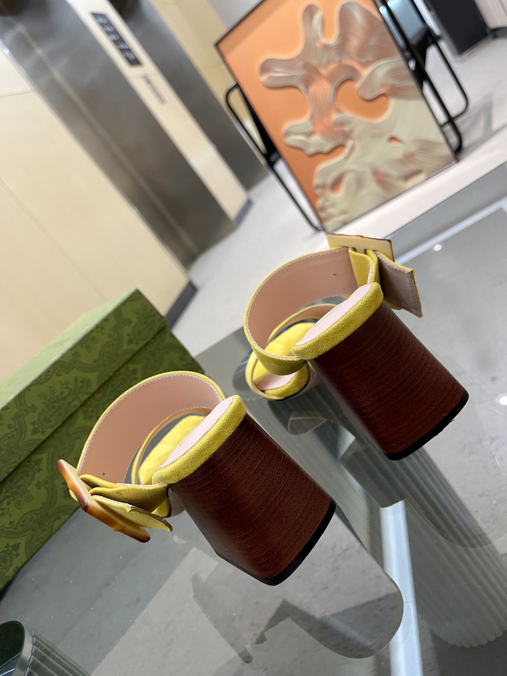 Gvc*1 Women’s Sandal With Bamboo Buckle Yellow For Women GG