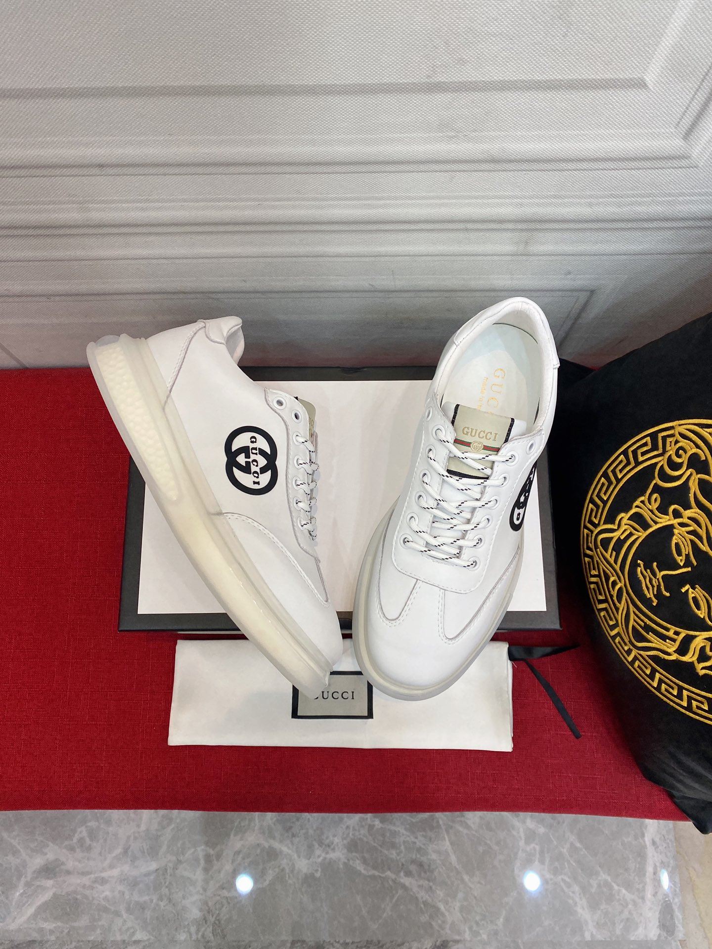 Gvc*1 Men’s Sneaker With GG Gvc*1 Print White For Men