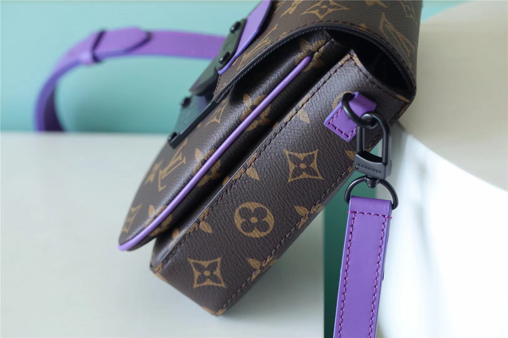 L0vis Vvtt0n S-Lock Vertical Wearable Wallet Monogram Macassar Purple For Men, Men’s Bags, Shoulder And Crossbody Bags 7.5in/19cm LV