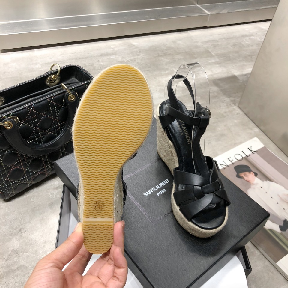 Sa1nt Lau*nt Women’s Tribute Espadrilles Wedge Black For Women Y51