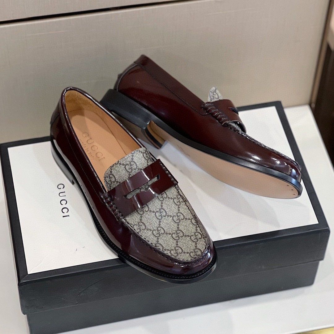 Gvc*1 Men’s GG Loafers Horsebit Brown And Beige For Men 699501