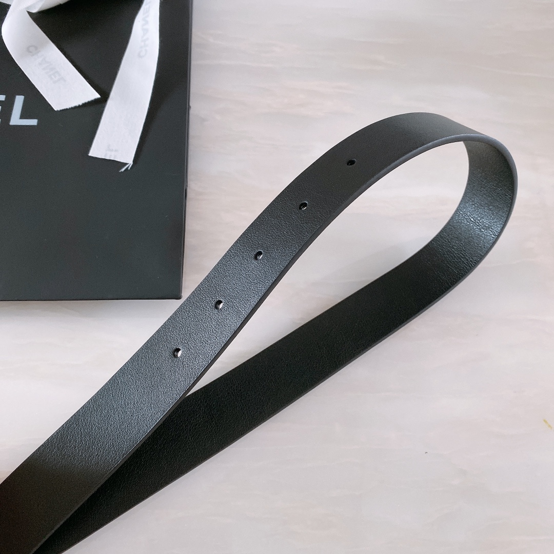 Ch**el Belt With Double C Buckle Black Women Belt