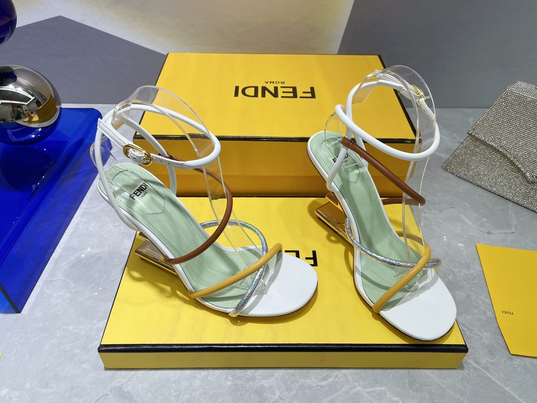 F**di First White Nappa High-Heeled Sandals For Women 8X8274AHIUF1GZS