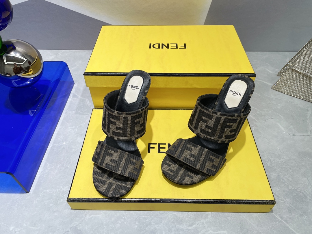 F**di First Brown High-Heeled Sandals For Women