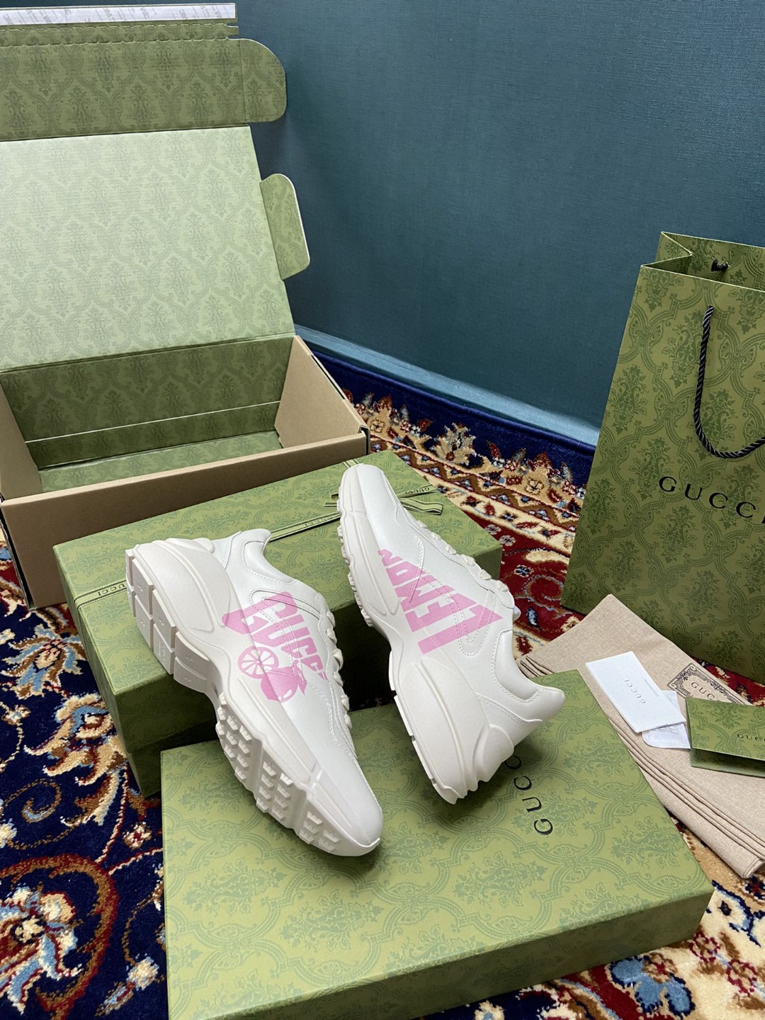 Gvc*1 Women’s Rhyton Sneakers With Lemon Gvc*1 White Ivory For Women ‎684899