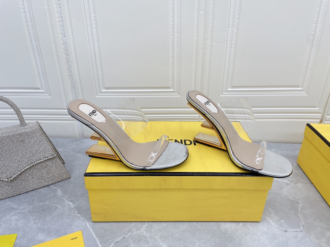 F**di First White Transparent High-Heeled Sandals For Women