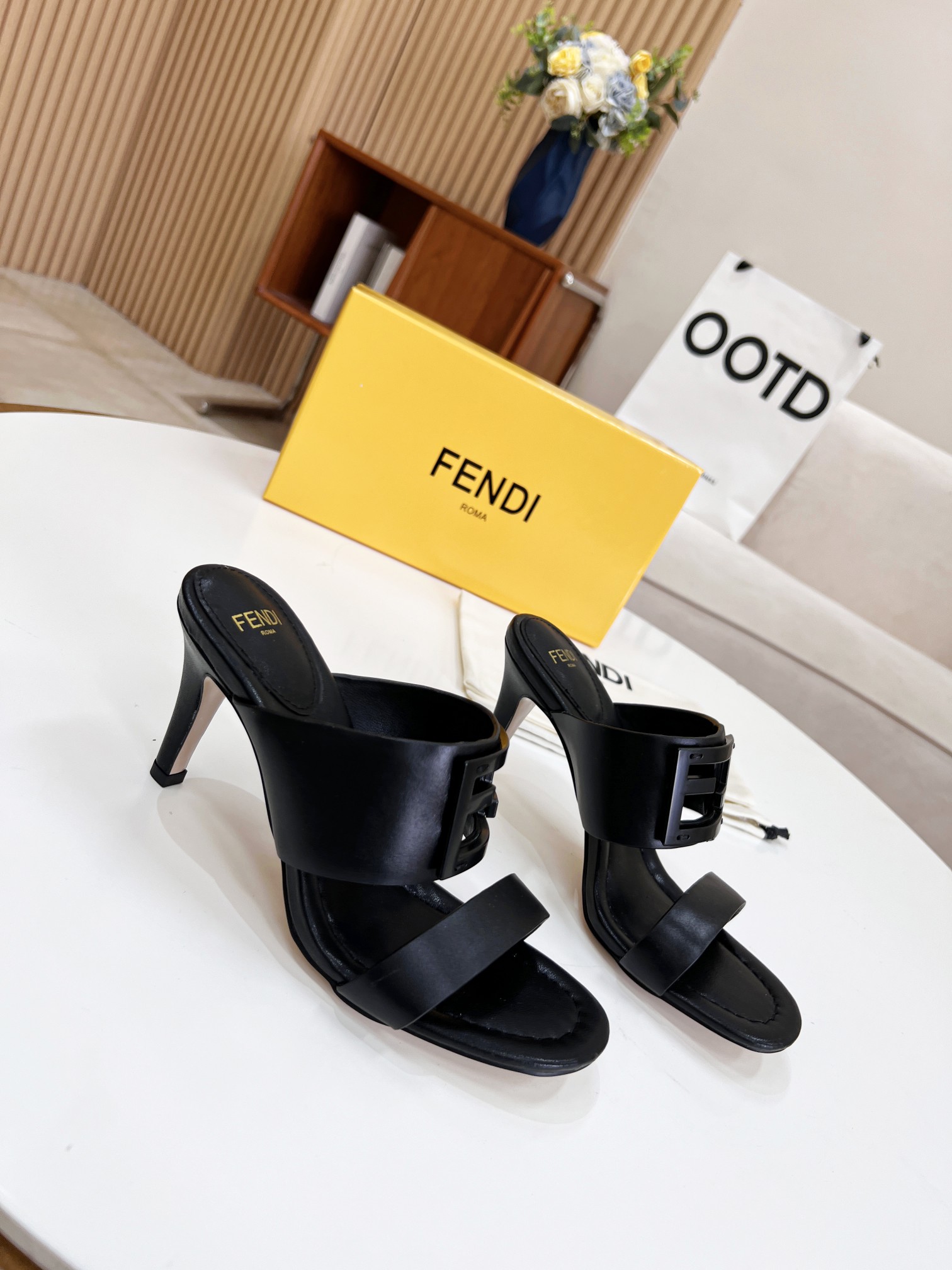 F**di Baguette Black Heels For Women 8R8287AE7TF0ABB