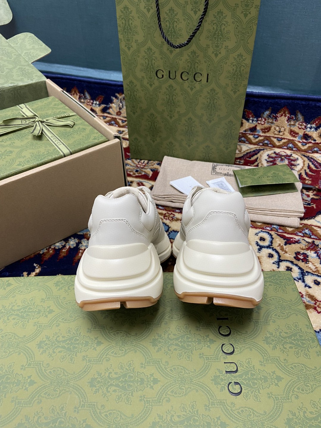 Gvc*1 Men’s Rhyton Sneakers With 25 White Ivory For Men ‎663339 2SH00 9522