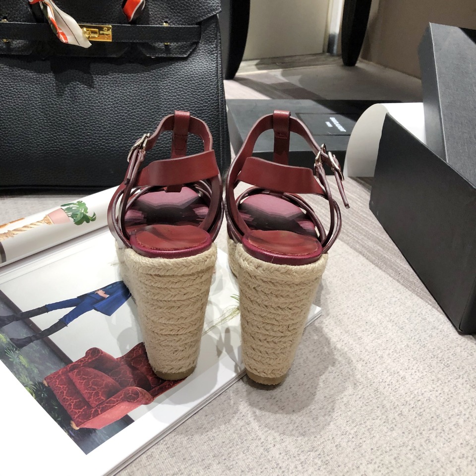 Sa1nt Lau*nt Women’s Tribute Espadrilles Wedge Reddish-Brown For Women Y51