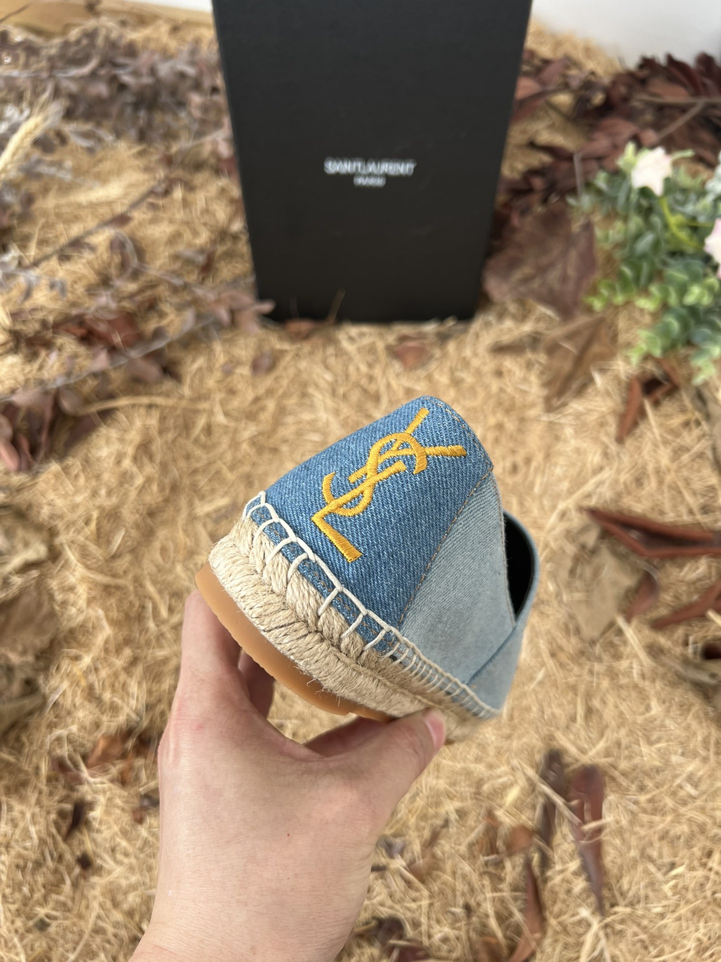 Sa1nt Lau*nt Women’s Y51 Embroidered Espadrilles Blue For Women Y51