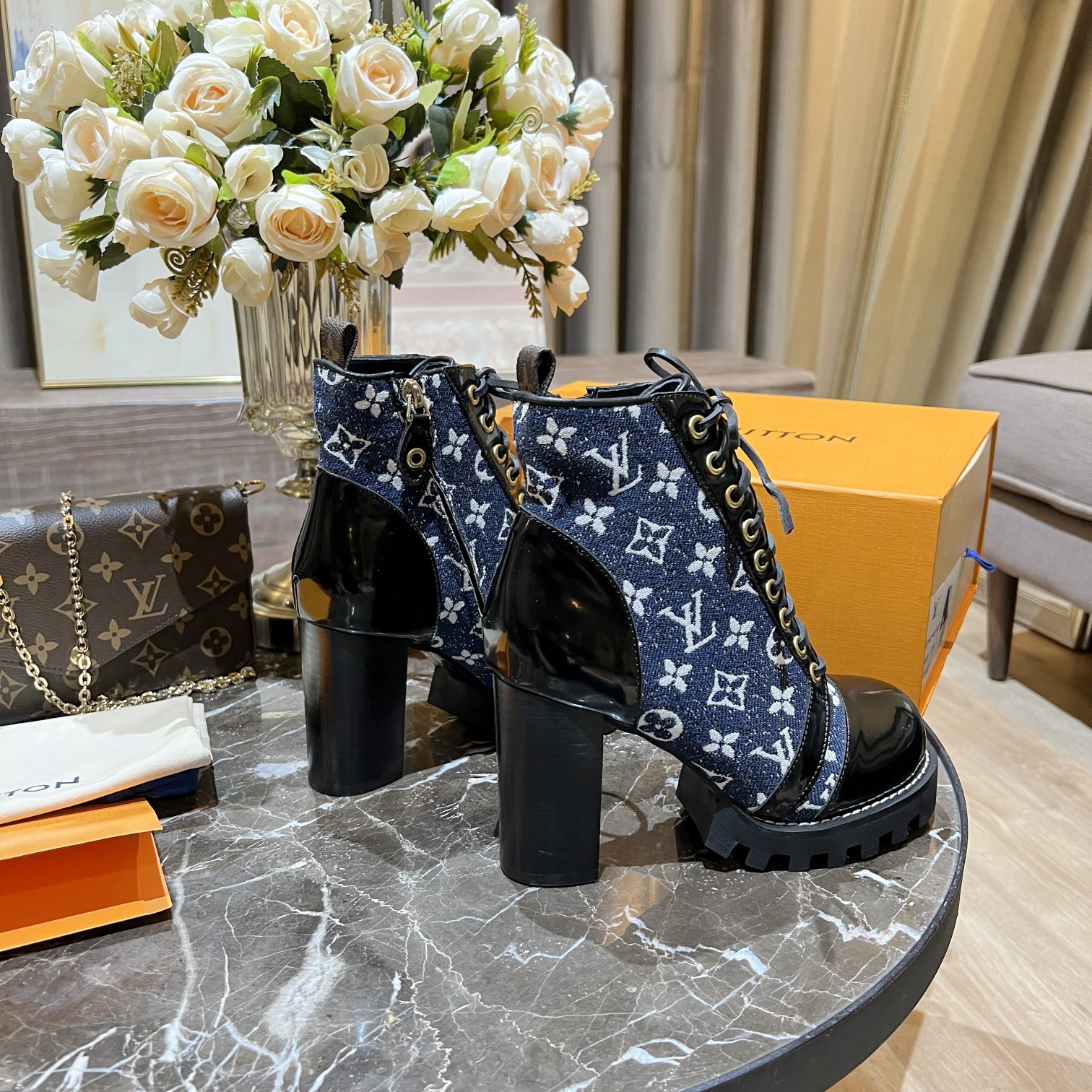 L0vis Vvtt0n Women’s Star Trail Ankle Boots Blue For Women LV