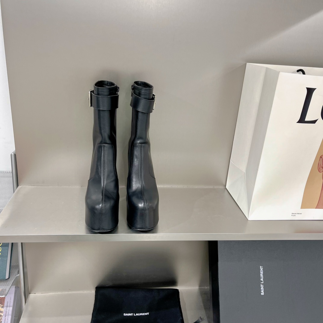 Sa1nt Lau*nt Women’s Cherry Buckle Platform Booties Black For Women Y51 6876621Y8001000