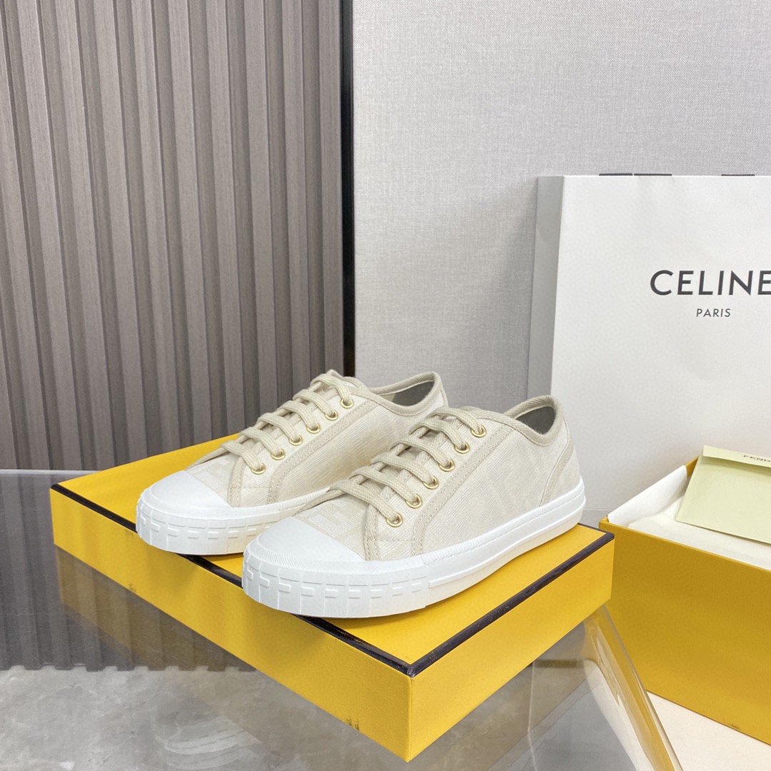 F**di Domino Fabric Sneakers Beige For Women