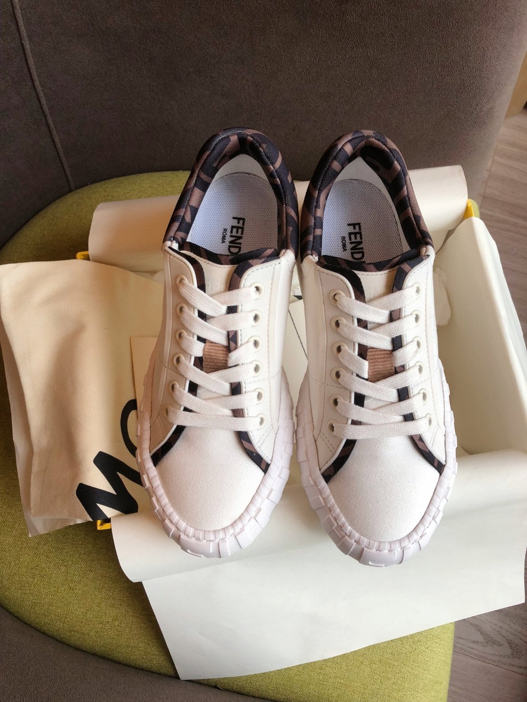 F**di Force FF Lace-Ups Sneakers White For Men 7E1414AF5A