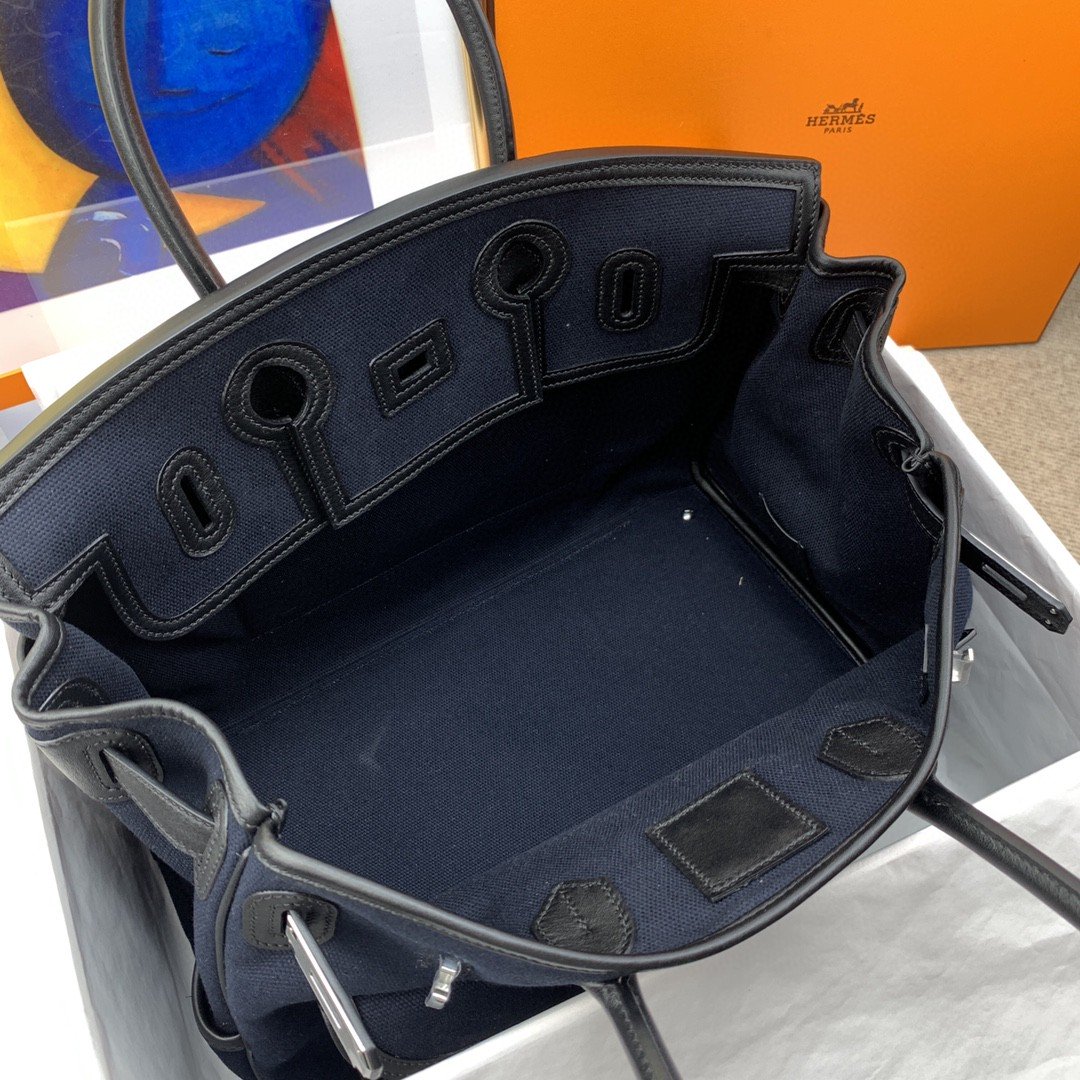 H**me5 Birkin Cargo 35 Navy Blue, Silver Toned Hardware Bag For Women, Women’s Handbags, Shoulder Bags 13.8in/35cm