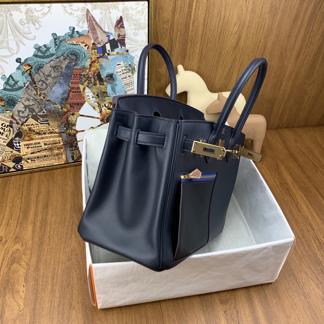 H**me5 Birkin Colormatic Bag 30 Navy Blue, Gold Toned Hardware Bag For Women, Women’s Handbags, Shoulder Bags 11.8in/30cm