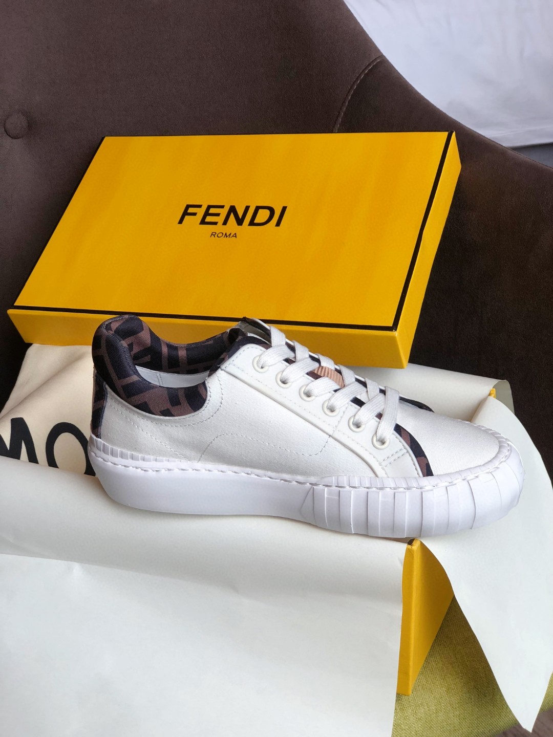 F**di Force FF Lace-Ups Sneakers White For Men 7E1414AF5A