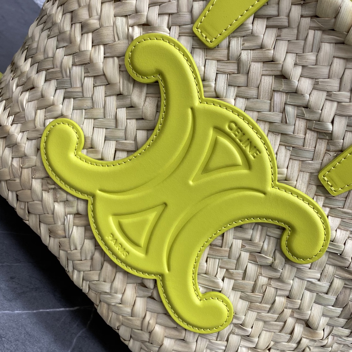 Ce1i*e Teen Triomphe Ce1i*e Classic Panier In Palm Leaves And Lizard Yellow For Women 8in/20cm 194004EH4.11CT