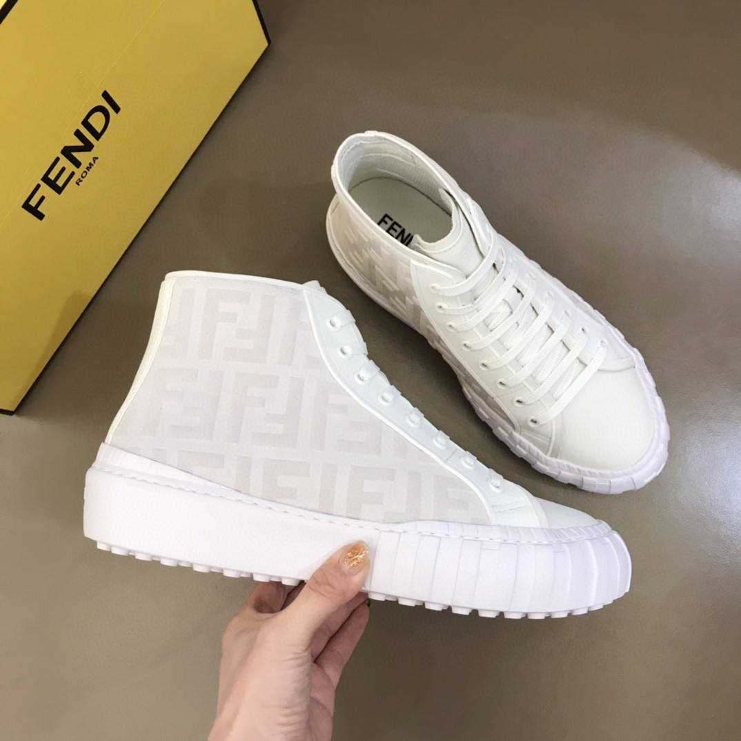 F**di Flow High Tops Sneakers White For Men 7E1424