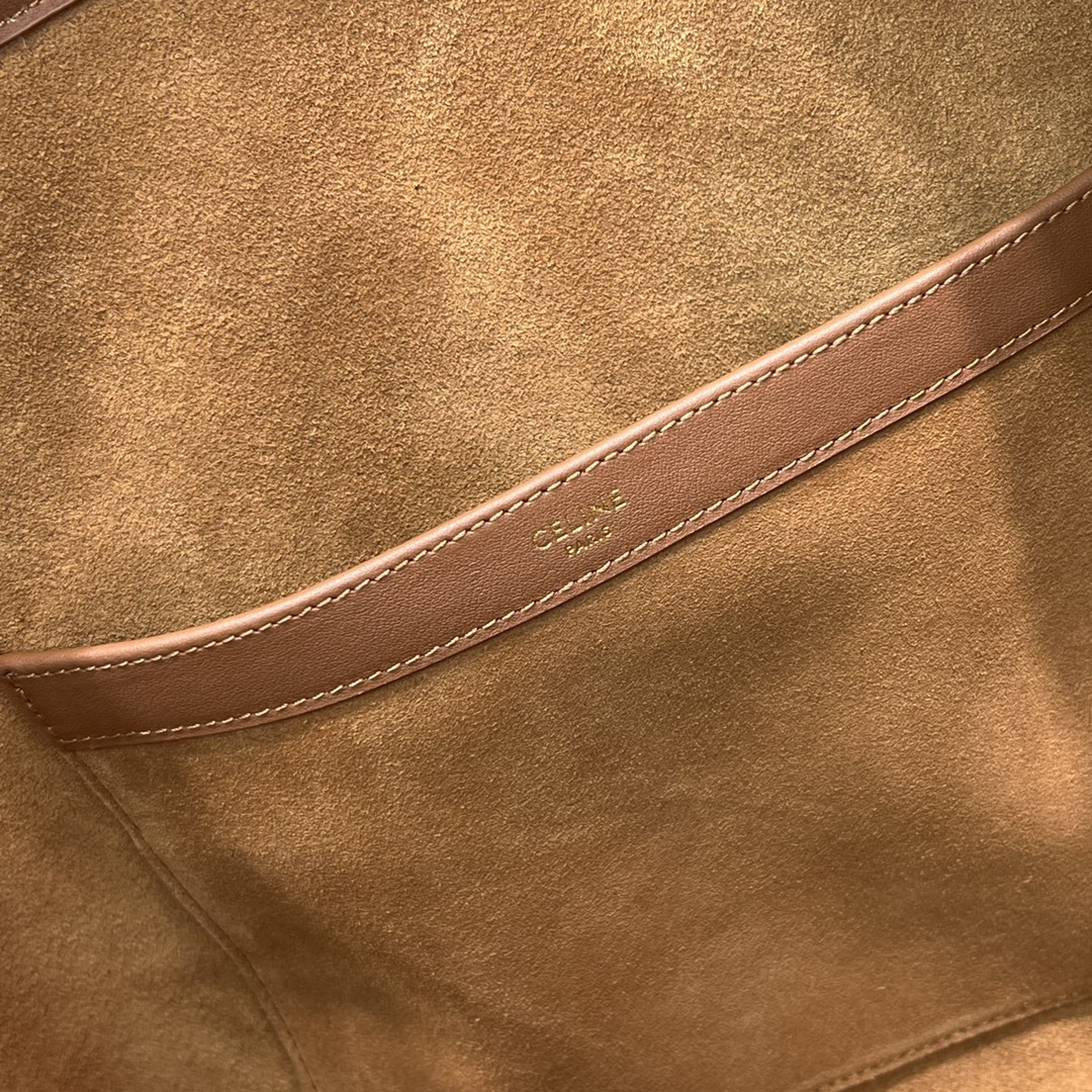 Ce1i*e Cabas Drawstring Cuir Triomphe Tan For Women 17in/44cm 199973DU3.04LU