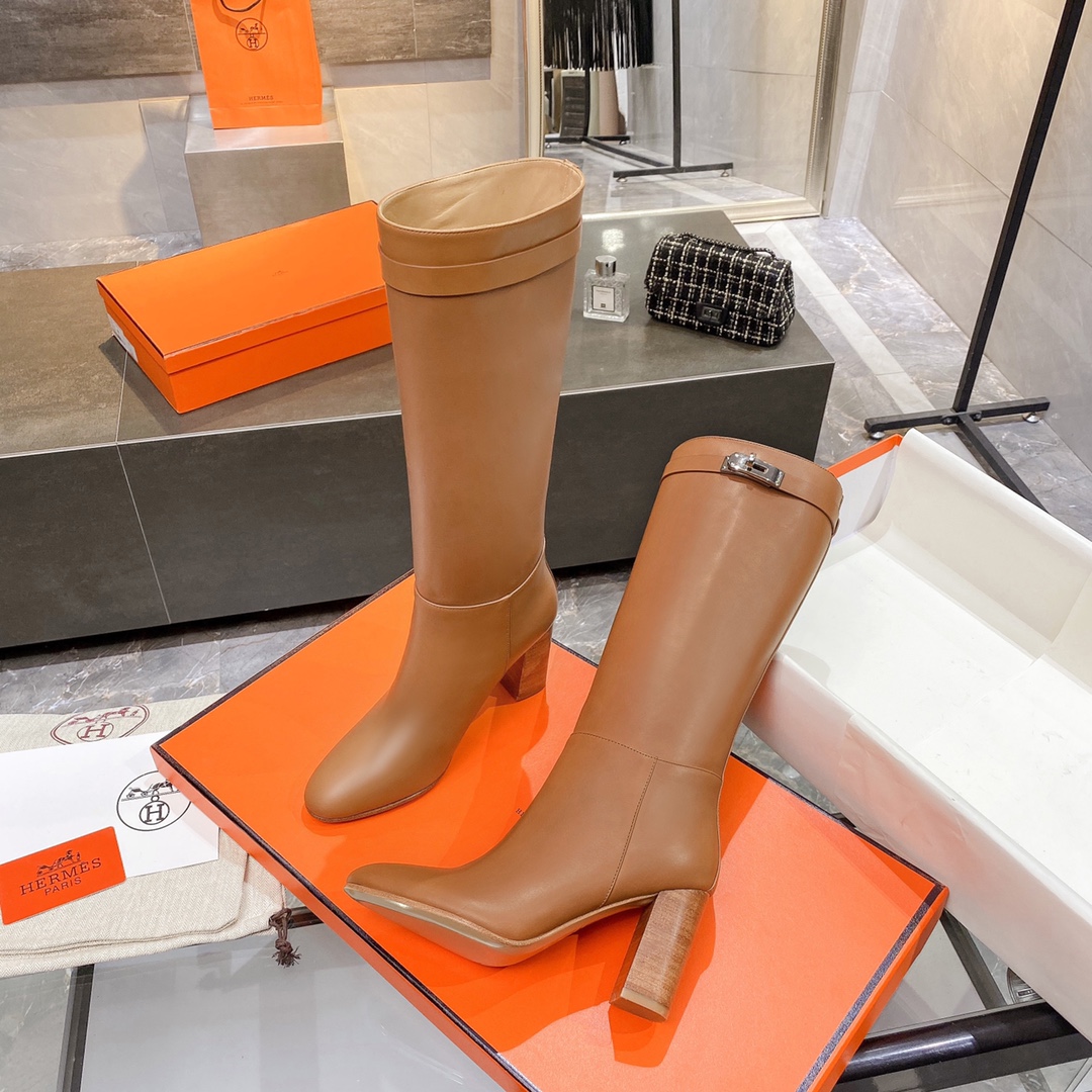 H**me5 High Heel Boots Brown For Women 3.54in/9cm