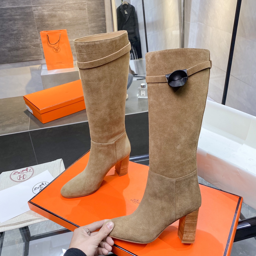 H**me5 High Heel Boots Brown For Women 3.54in/9cm