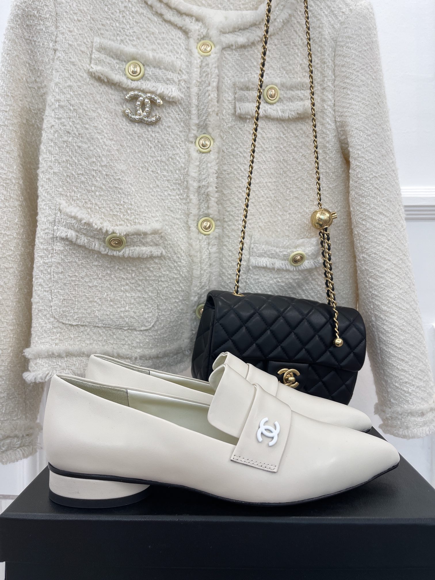 Ch**el Women’s Loafer With Logo White For Women